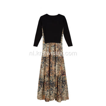 Gebreide voile Bohemian lange jurk met bloemenprint voor dames